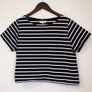 Madewell Black & White Striped Crop Top T-Shirt
